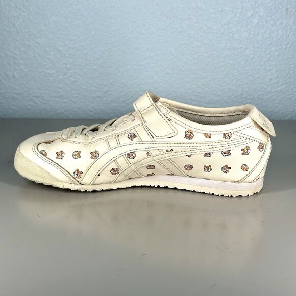 Onitsuka Tiger Shoes Kids Size 2 Mexico 66 Cream Tiger Print Fashion Sneakers - Picture 7 of 16